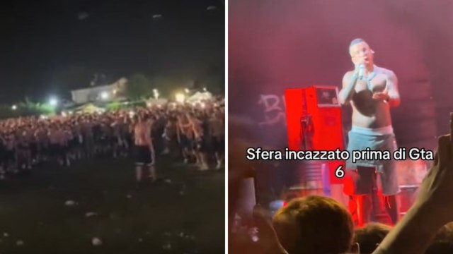 Rissa al concerto di Sfera Ebbasta, lui ferma l'esibizione: «Ma che c... parti, ci sono bambini e ragazzine. Non sapete divertirvi»