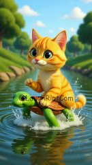 Cleo Helps a Lost Turtle Reach the River #animalrescue #animation #cartoon #animalstory #cute #cat #kids