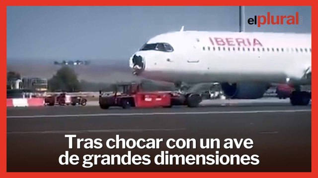 Un avión de Iberia aterriza de emergencia en Barajas tras los daños causados por impacto de ave