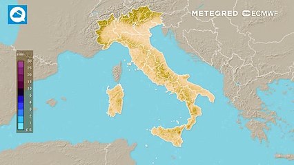Le piogge attese in Italia in settimana
