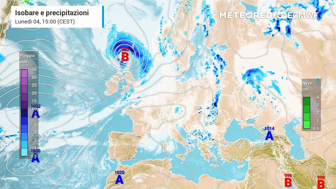 Isobare e precipitazioni della settimana