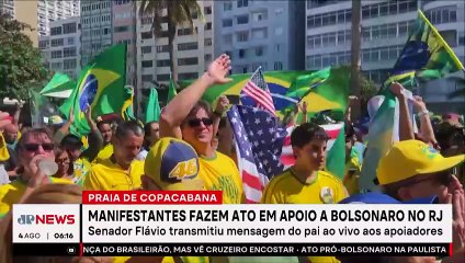 Manifestação contra STF acontece em Copacabana com apoio de Bolsonaro