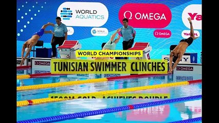 Tunisian swimmer Ahmed Jaouadi clinches 1500m gold, achieves double victory at world championships