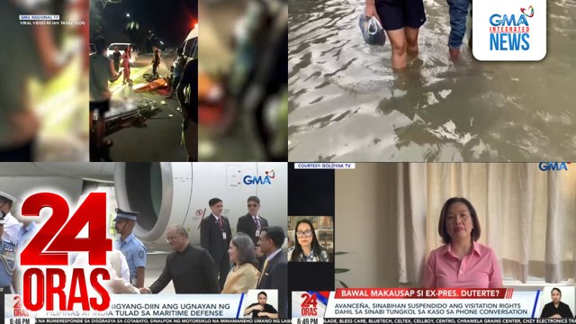 24 Oras: (Part 1) Lasing na rider, inararo ang 2 rescuer na rumesponde sa isang disgrasya; kaso ng leptospirosis, tumaas kasunod ng mga pagbaha; kooperasyon sa ekonomiya, isa sa mga inaasahang maseselyuhan sa state visit ni PBBM sa India;..., atbp.