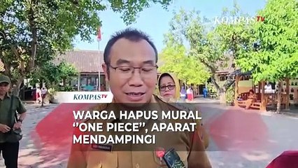 Viral Momen Warga Sragen Hapus Mural One Piece, Aparat Keamanan Tampak Mendampingi