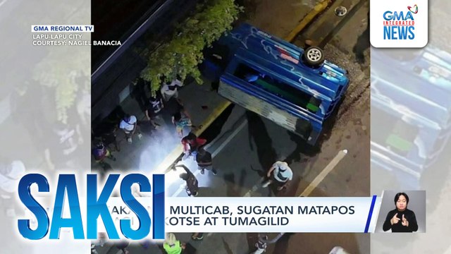12 sakay ng multicab, sugatan matapos masagi ng kotse at tumagilid | Saksi