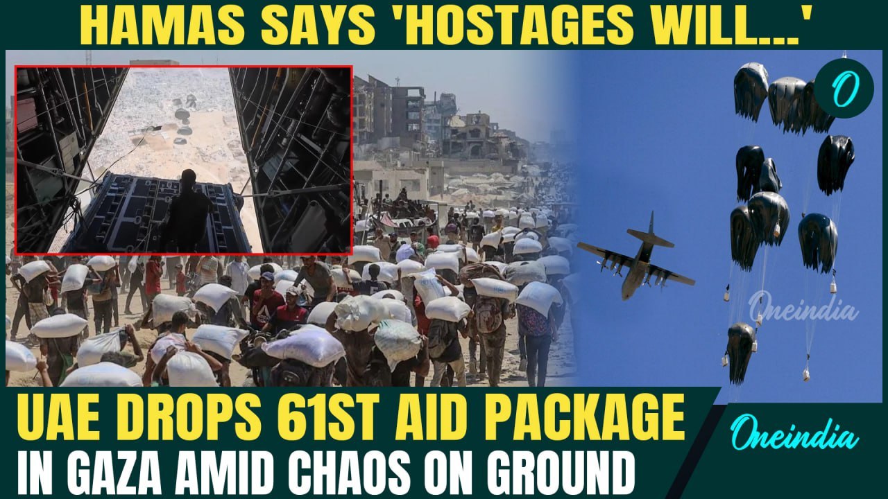 UAE’s Gaza AID DROP Falls Into SEA? Palestinians Starve As Hamas Opposes Aid For Hostages