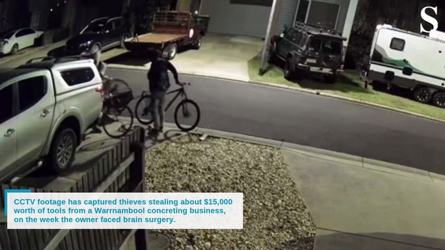 CCTV shows thieves stealing from tradies' ute