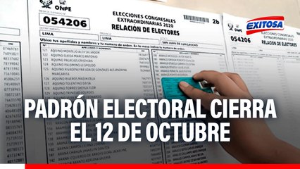 ¡Atención! Padrón electoral cierra el 12 de octubre: Se puede modificar el centro de votación antes de la fecha