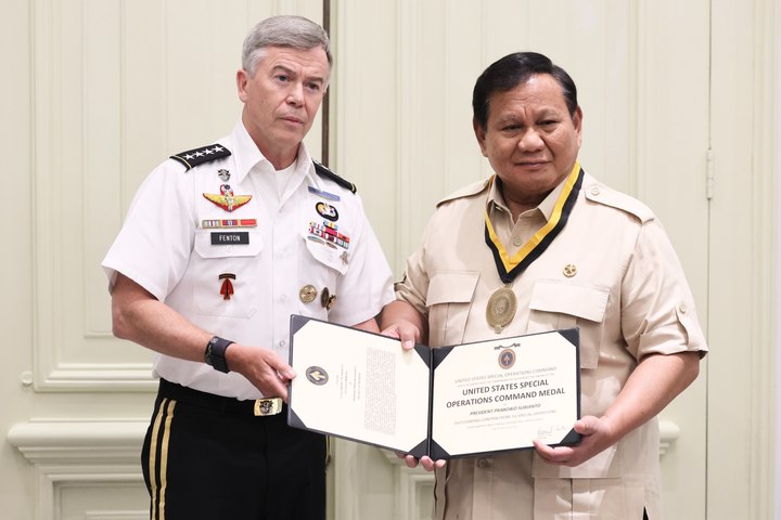 Prabowo Terima Medali Kehormatan U.S. Special Operations Command atas Dedikasi Kepemimpinannya
