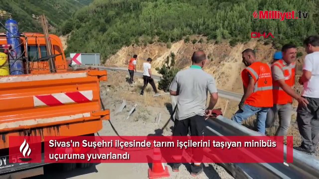 Sivas'ta işçileri taşıyan minibüs uçuruma yuvarlandı: 3 ölü, 18 yaralı