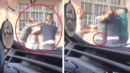 Belindeki bıçakla tekmeli, yumruklu kavgaya girdi! O anlar kamerada