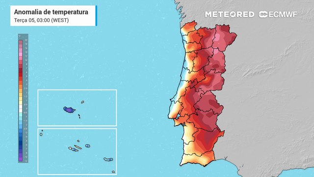 Semana é pautada por temperaturas elevadas em Portugal Continental, somando-se um novo período de calor extremo e anomalias de temperatura positiva.