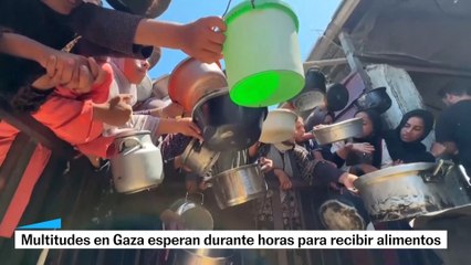 Multitudes en Gaza esperan durante horas para recibir alimentos