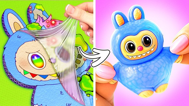Cardboard vs Squishy!✂️💥Adorable Labubu-Inspired Crafts & Super Cute DIY Fun!😍