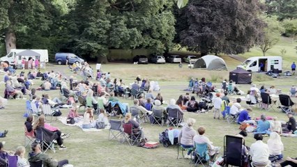 The welcome by Kate Lock to those attending the outdoor cinema in Crediton, video Alan Quick IMG_8428