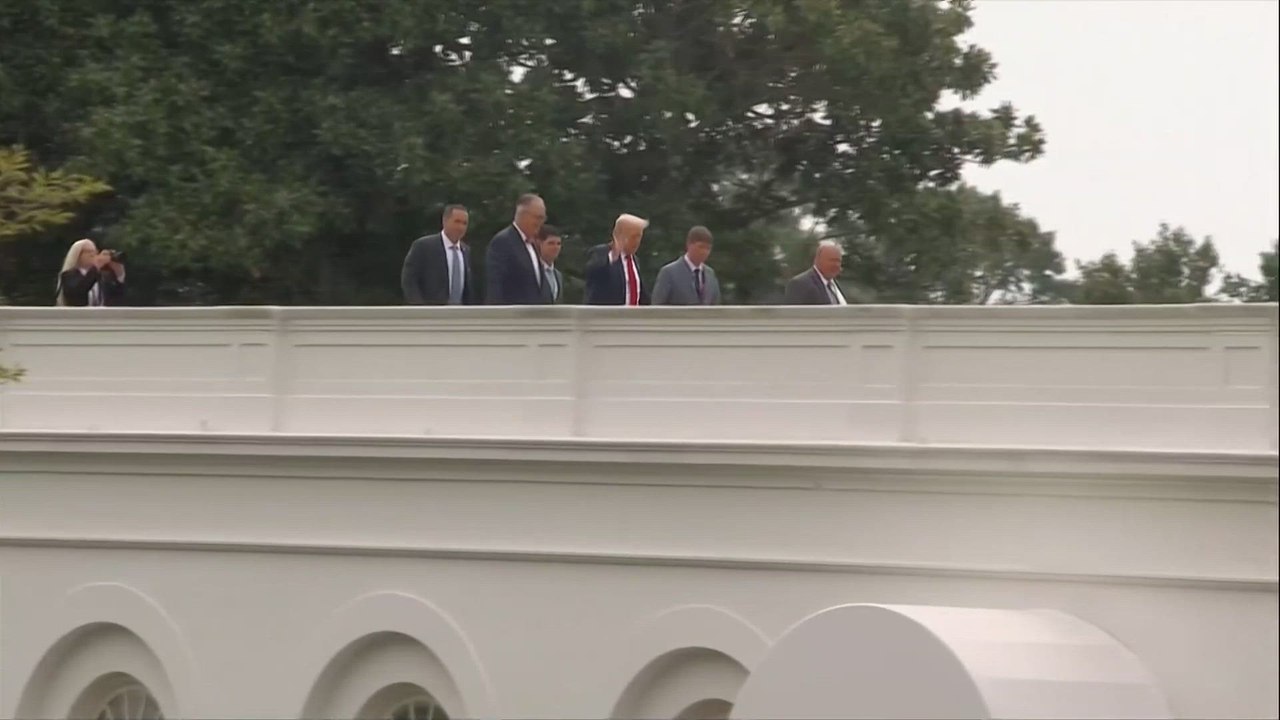 Donald Trump Addresses Media from West Colonnade Roof at White House