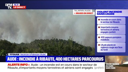 Incendie dans l'Aude: 400 hectares parcourus par les flammes en 1h30