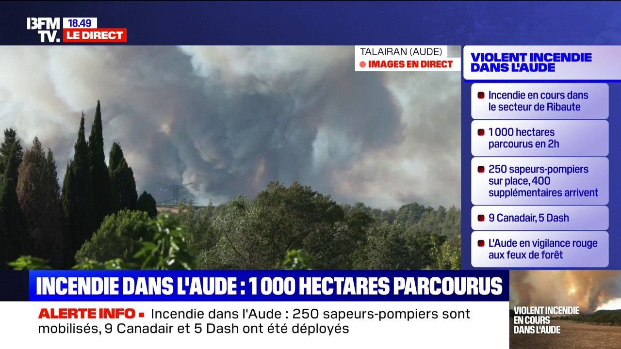 Incendie dans l'Aude: "En l'espace de deux heures, le feu a parcouru environ 1.000 hectares", annonce Lucie Roesch, sous-préfète de l'Aude