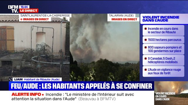 Incendie dans l'Aude: Un Canadair, en 10 minutes d'amerrissage, il est complètement reparti, c'est très rapide , explique l'adjudant-chef Mickaël Biberon, porte-parole Unsa sapeurs-pompiers