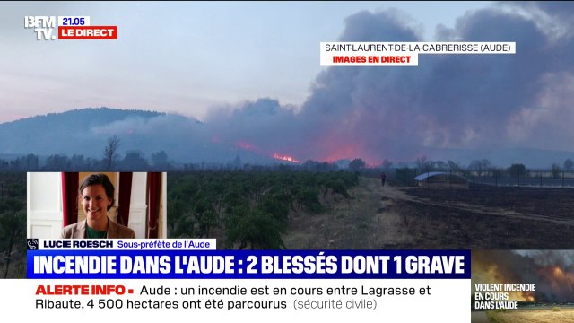 L'incendie dans l'Aude a fait deux blessés dont un grave, assure Lucie Roesch (sous-préfète du département)
