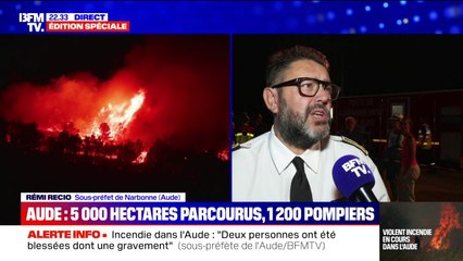 Incendie dans l'Aude: "Nous en sommes à huit communes parcourues par le feu", assure Rémi Recio, sous-préfet de Narbonne