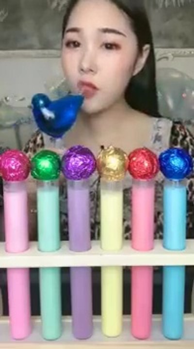 ASMR drinking colourfull beverages