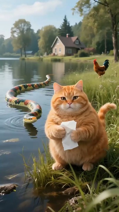 Orange cat eats spicy strips today