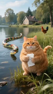 Orange cat eats spicy strips today