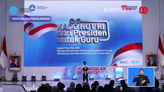 [FULL] Presiden Prabowo Beri 'Kado' ke Guru di HUT ke-80 RI, Ini Kata Mendikdasmen Abdul Muti