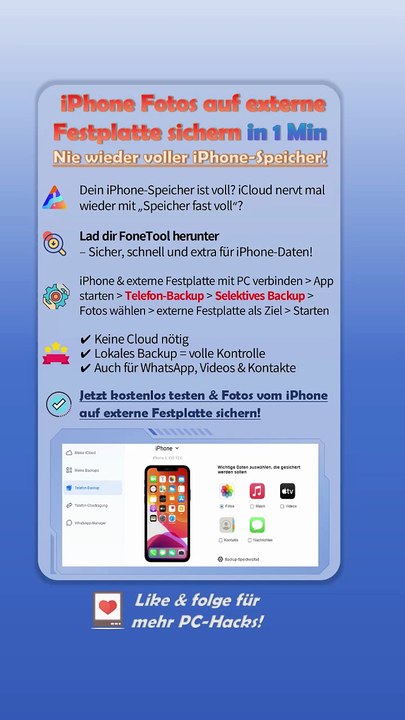 📱😆iPhone-Fotos auf externe Festplatte sichern – Einfach so geht's (ohne iCloud)