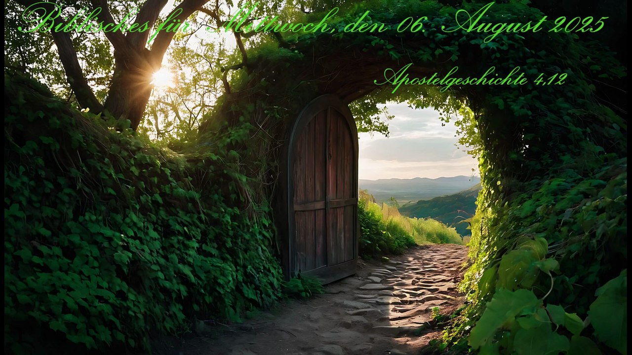 Biblisches für Mittwoch, den 06. August 2025, zu Apostelgeschichte 4,12