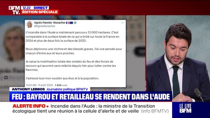 Incendie dans l'Aude: Agnès Pannier-Runacher tient une réunion de la cellule d’alerte et de veille