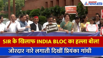 "Discussion Not Deletion", SIR के खिलाफ INDIA Bloc के सांसदों का संसद के बाहर विरोध प्रदर्शन