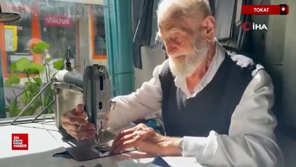 Tokat'ta 75 yıllık terzi gözlüksüz dikiş yapıyor