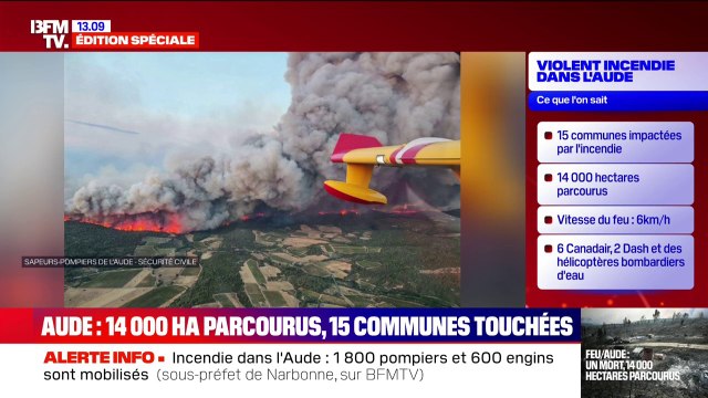 Aude: six Canadair et quatre Dash sont mobilisés pour tenter de maîtriser l'incendie
