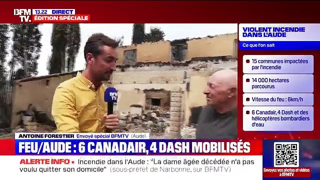 Incendie dans l’Aude - Un sinistré revient sur sa propriété pour constater les dégâts : Il n'y a vraiment plus rien, pas un bout n'est récupérable - VIDEO