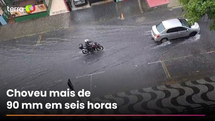 Fortes chuvas atingem Baixada Santista (SP) e causam transtornos