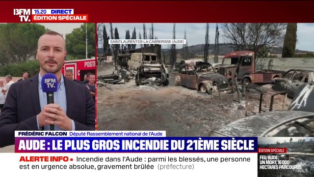 Incendie dans l'Aude: C'est une immense tristesse: nous venons de perdre 15.000 hectares , déclare Frédéric Falcon (député RN)