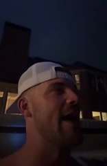 Perfect Coincidence of Man Addressing Storm and Lightning From Sky