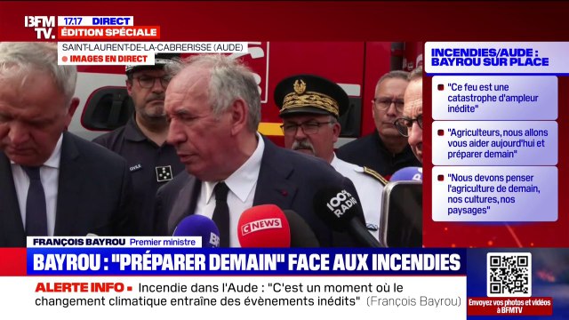 François Bayrou assure que tous les moyens nécessaires ont été mobilisés pour lutter contre le feu dans l'Aude