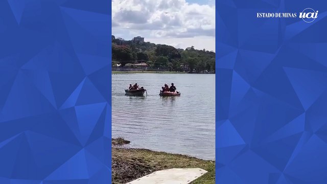 Bombeiros tentam resgatar jacaré ferido por arpão de pesca em Lagoa Santa