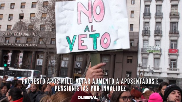 Protesto após Milei vetar aumento a aposentados e pensionistas por invalidez
