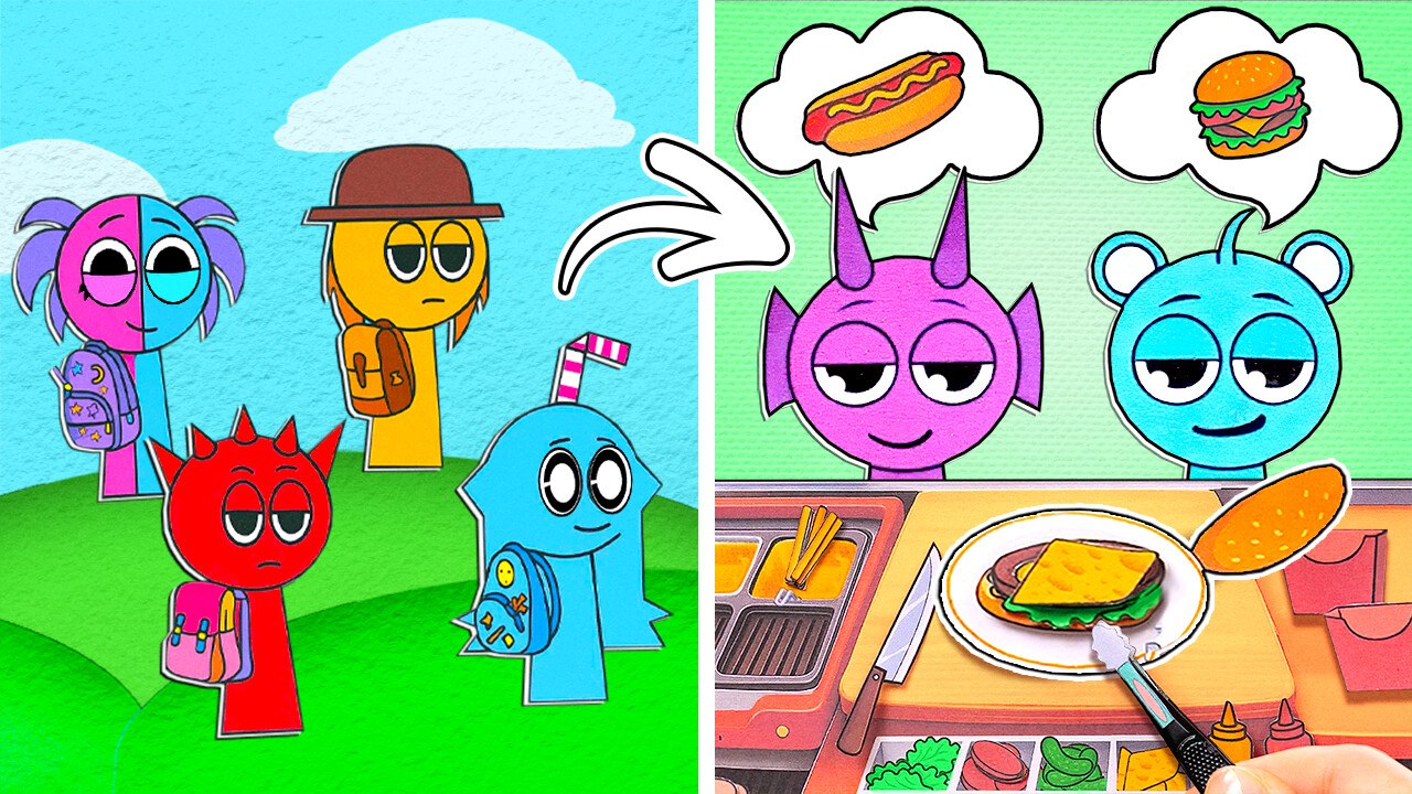 First Day at Cardboard School!🚌📚 Sprunki Paper Gamebook & Cardboard Crafts IRL!🎒