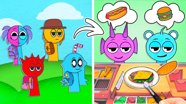 First Day at Cardboard School!🚌📚 Sprunki Paper Gamebook & Cardboard Crafts IRL!🎒