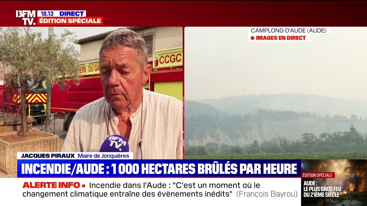 Incendie dans l'Aude: "C'est une visite de conscience", estime Jacques Piraux, maire de Jonquières, à la suite de son échange avec François Bayrou