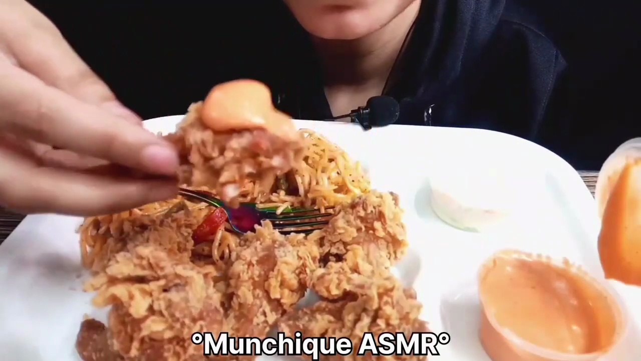 Eating Crispy Fried Chicken - Chowmein | ASMR Eating - No Talking Mukbang