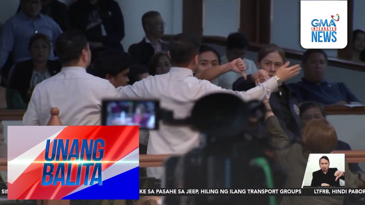 Ilang nanonood sa sesyon ng Senado, tumayo at nag-thumbs down habang nagbobotohan ang mga senador | Unang Balita