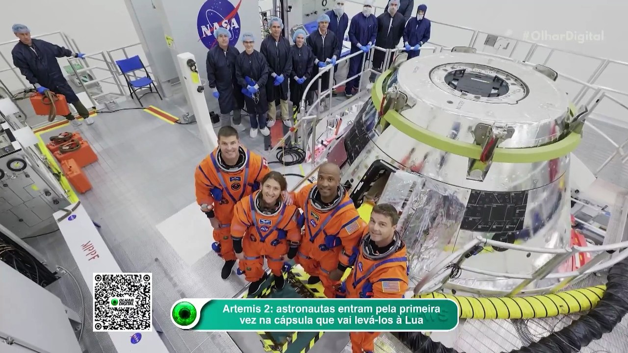 Artemis 2: astronautas entram pela primeira vez na cápsula que vai levá-los à Lua