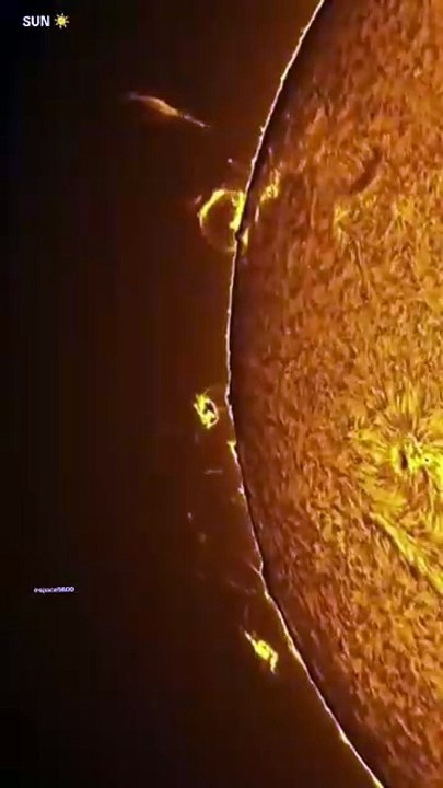 A zoomed-in video of the sun captures a dynamic and active surface_ showing solar flare ejections th